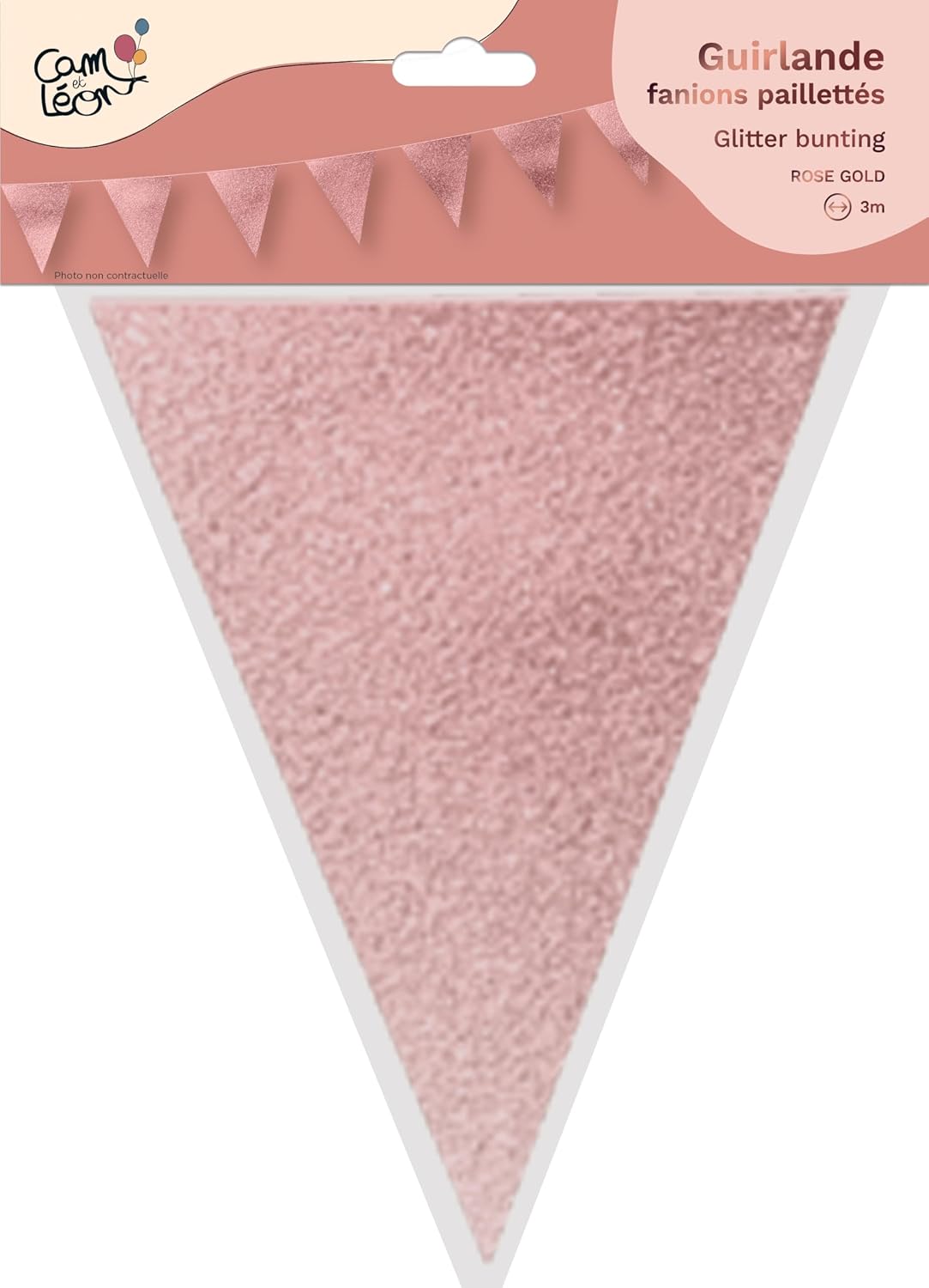 CAM ET Leon — Guirlande fanions paillettés rose gold 3 m – Image 2