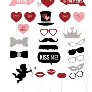 P'TIT CLOWN - Accessoires Photobooth - Parfait pour Selfie Photomaton, Animation Fête Anniversaire, Mariage, Nouvel an, Noël, Bal Disco, Mascarade, Masquerade (10, St Valentin, Taille Unique)