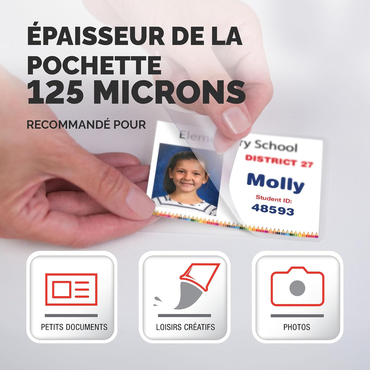 Fellowes 5306901 Pochettes de Plastification Brillantes 125 Microns 75x105 mm (Format Badge) par 100 – Image 2
