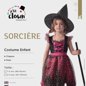 Alternative view of P'TIT CLOWN — Costume de sorcière fille rose 3-4 ans