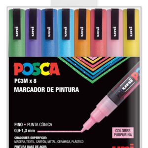 UNI Posca PC 3M Sparkling Lot de 8 marqueurs de peinture