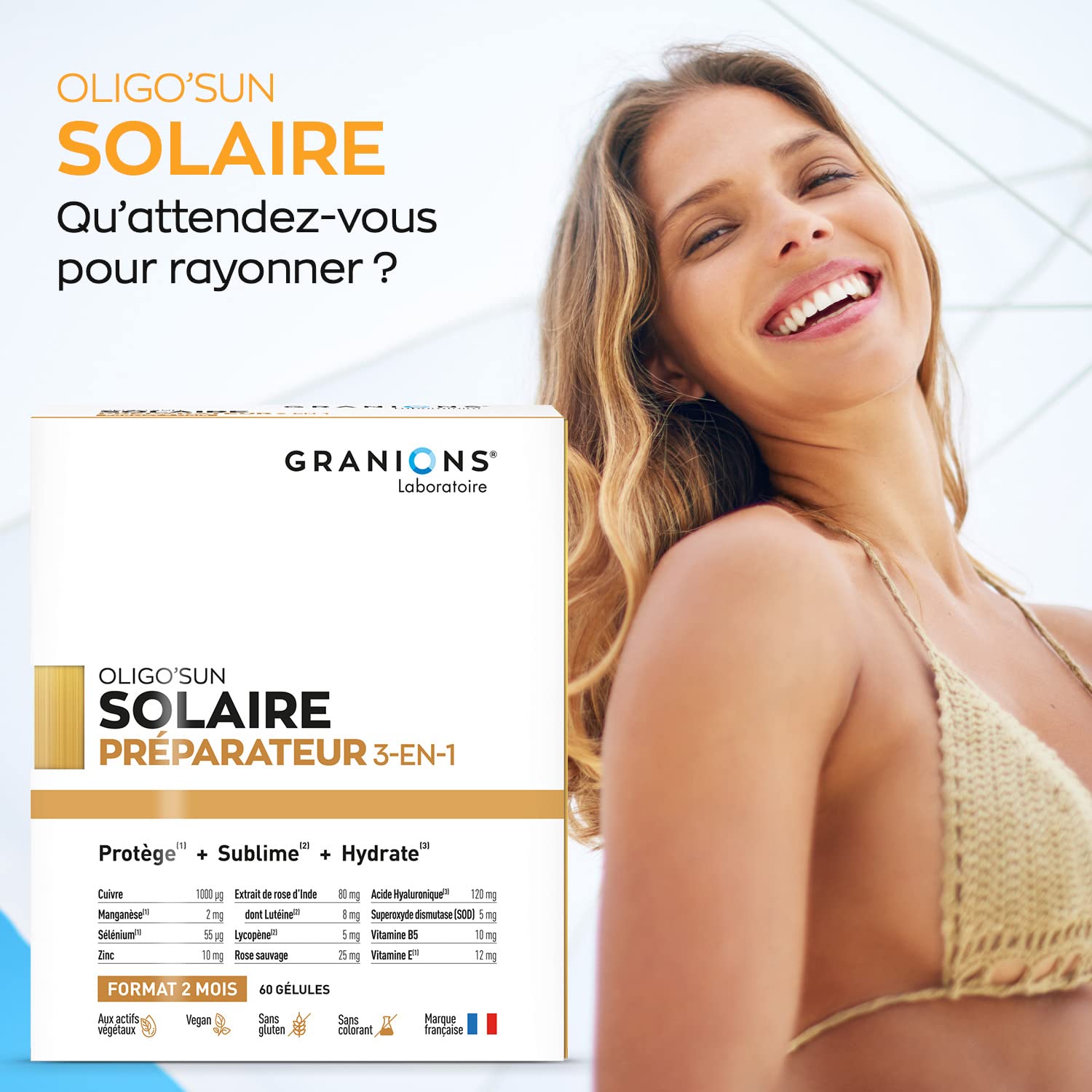 GRANIONS Oligo'Sun — Préparateur solaire 3-en-1 60 gélules – Image 2