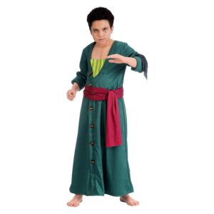 Chaks - Costume Zoro pour garçons, tenue officielle One Piece, ensemble anime 2 pièces avec manteau et ceinture pour cosplay et carnaval