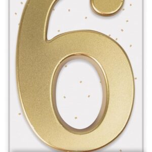 P'TIT CLOWN - Bougie Géante Anniversaire - Bougie Chiffre - Parfaite pour Décoration Gâteau - Fête Enfant, Adulte, Birthday Party - Hauteur : 13 cm - Or (6)