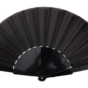 P'tit Clown - 72986 - Éventail Pliable en Tissu pour Femme - Accessoire de Déguisement - pour Carnaval, Fêtes à Thèmes, Cosplay, Manga, Danse, Mariage, Décoration - Noir - 40 cm