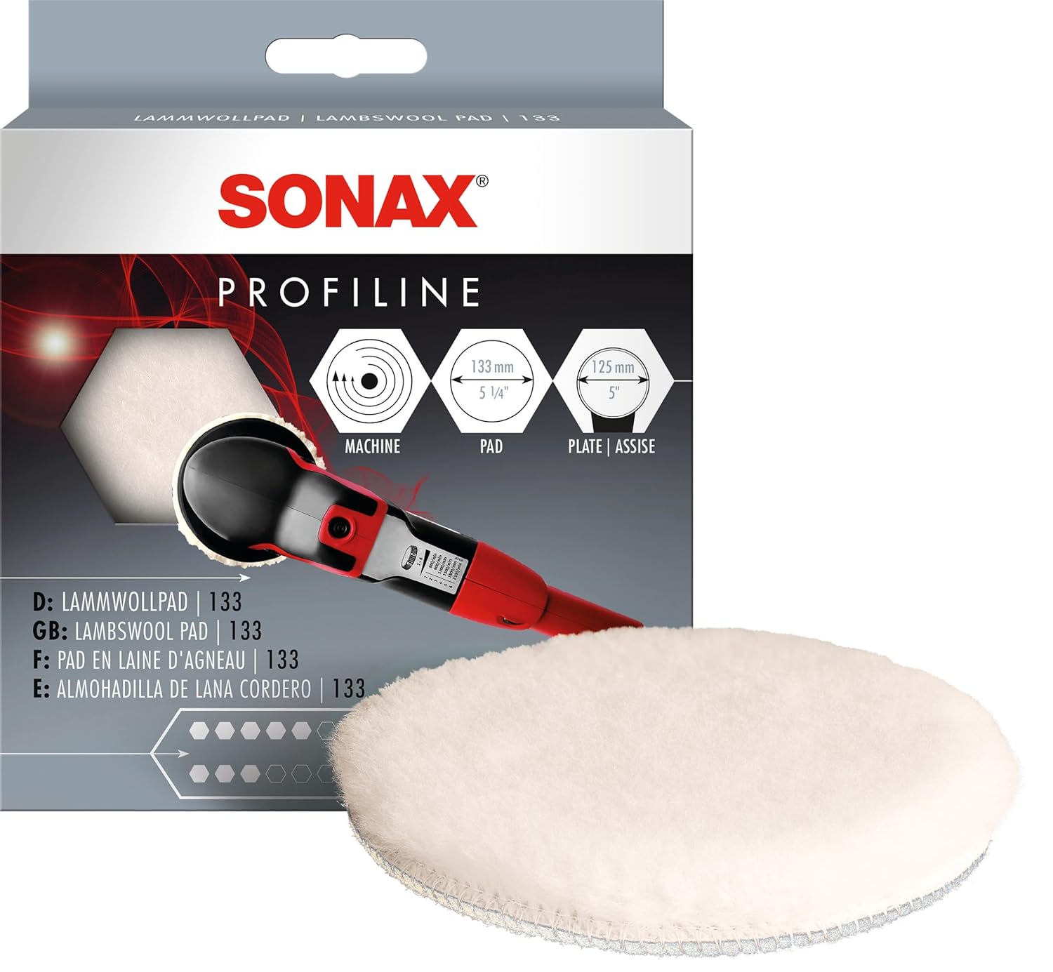 SONAX Pad en laine 133 (1 pièce) pad de polissage premium pour vernis avec polisseuse rotative | Réf: 04931410