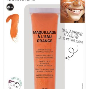 P'TIT CLOWN - Fard à l'Eau avec Pinceau - Maquillage Déguisement - Make-up - Adulte - Peinture Visage - Lavable - Non Toxique - Halloween, Carnaval, Anniversaire, Cosplay, Kermesse (Orange)