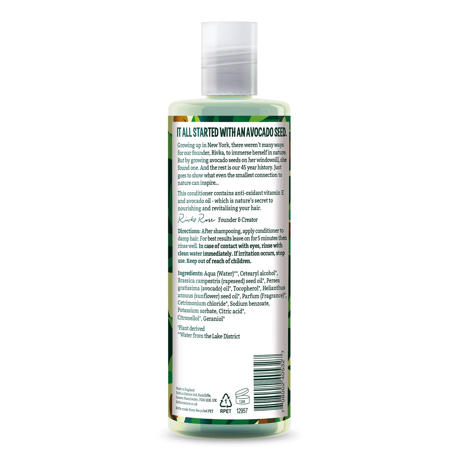 Faith in Nature Naturel Après-Shampoing Avocat, Nourrissant, Vegan et Respectueux des Animaux, Sans Paraben et Sans SLS, Pour Tous Types de Cheveux, 400ml – Image 2