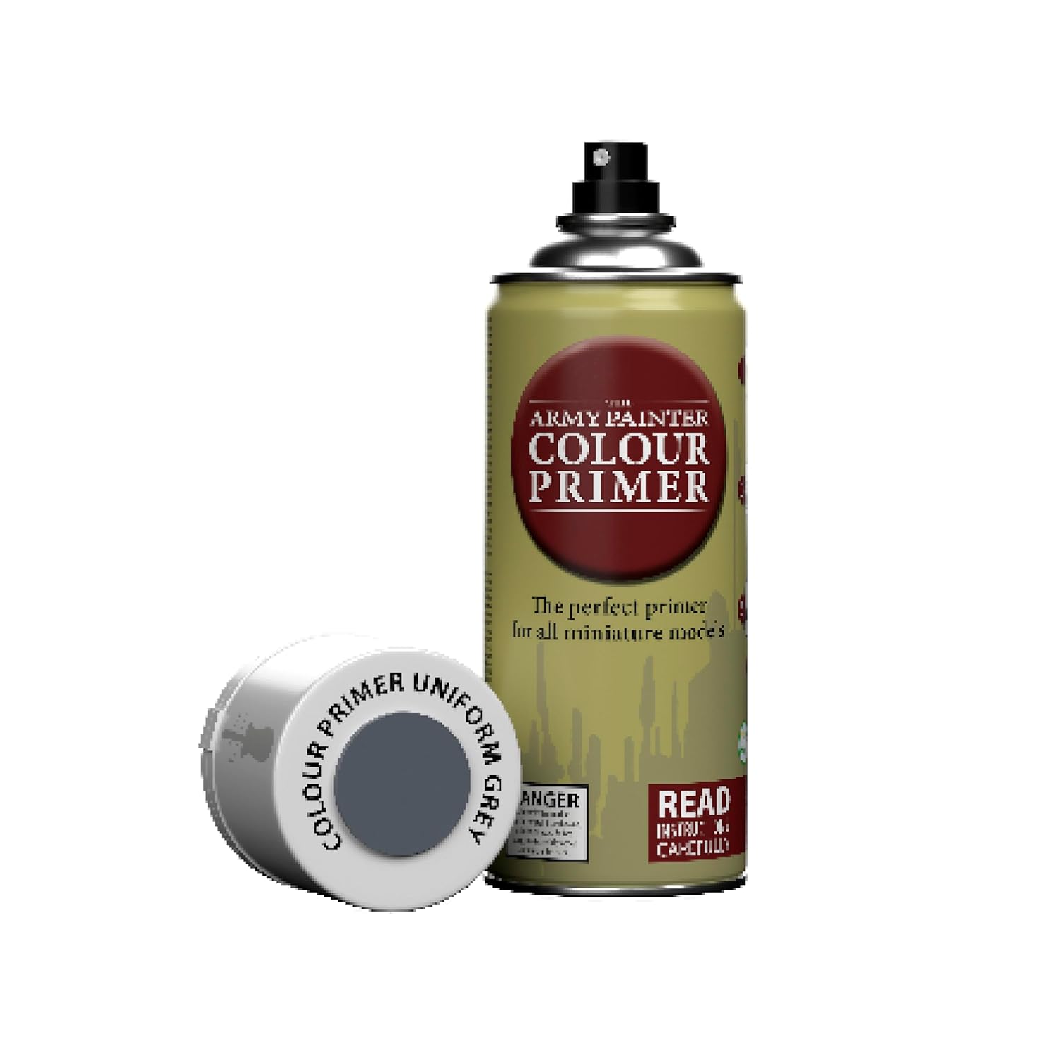 The Army Painter, Colour Primer Uniform Grey, 400 ml Spray Acrylique Couleur Uniform Grey, Apprêt pour la Peinture de Figurines Warhammer 40k Et Donjons Et Dragons