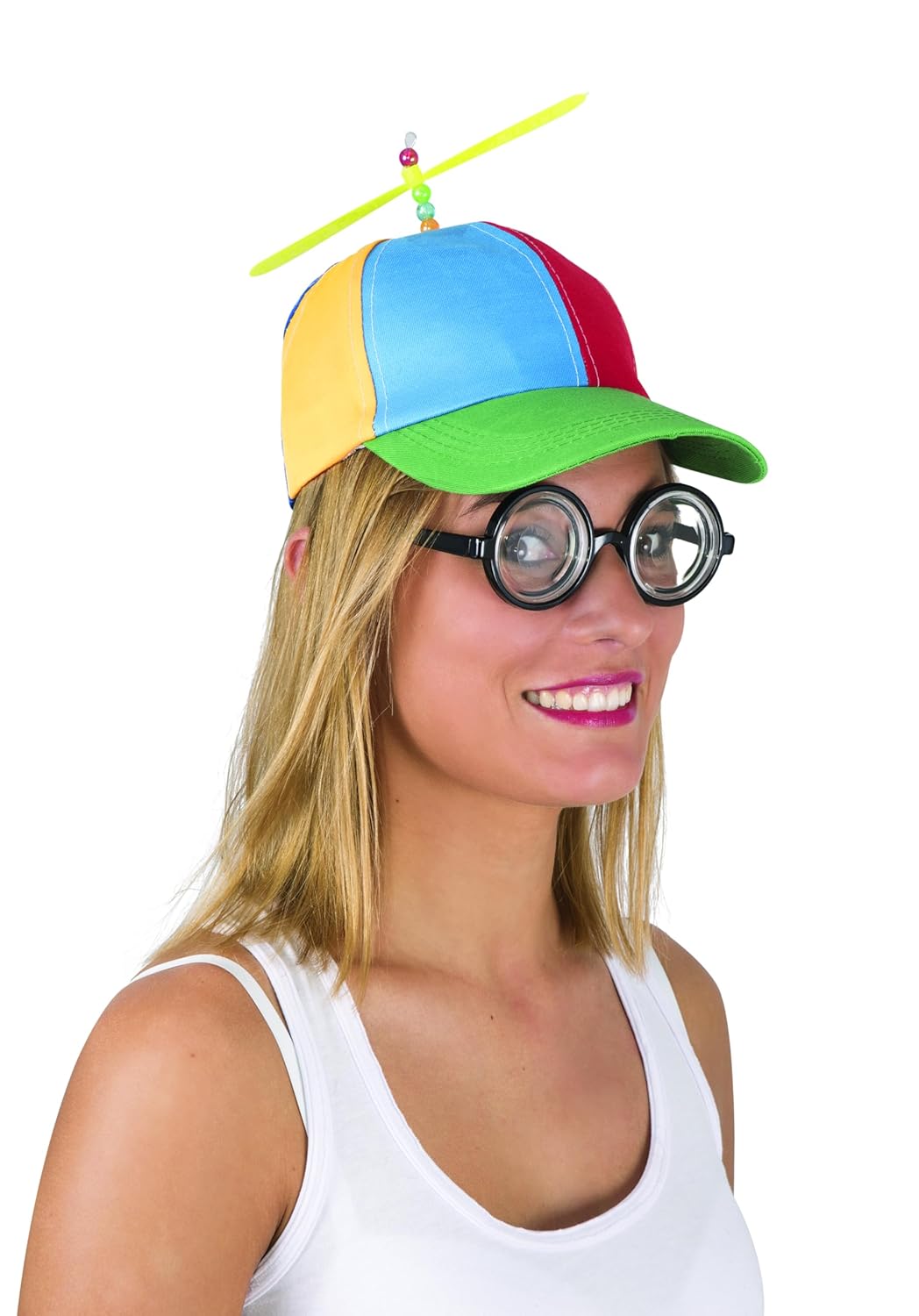 P'TIT CLOWN - Chapeau Humoristique, Drôle - Accessoire de Déguisement Adulte - Pour Carnaval, Fêtes à Thèmes, Cosplay - Multicolore - Adulte - Unisexe (Casquette à hélice multicolore)