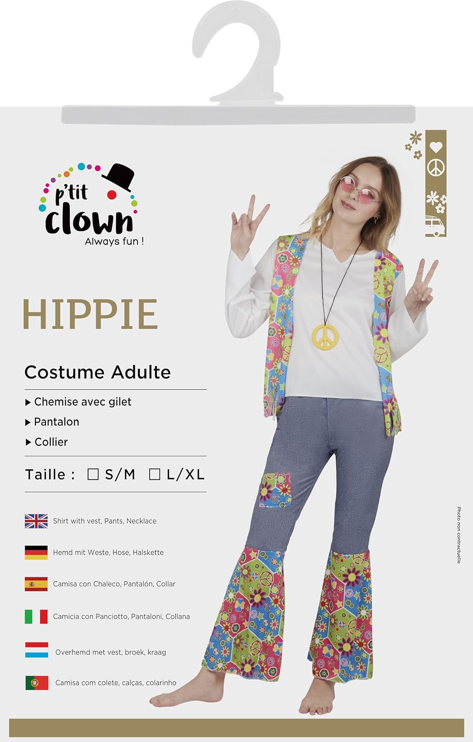 P'TIT CLOWN — Costume Hippie Femme Années 70 S-M – Image 3