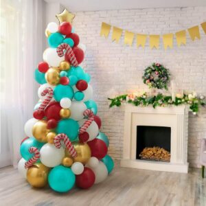 P'TIT CLOWN - 24155 - Kit 86 Ballons Noël - Sapin de Noel - Décoration Festive Xmas, Christmas - Guirlande de Ballons Candy Cane - Déco Gonflable Fête de Fin d’Année