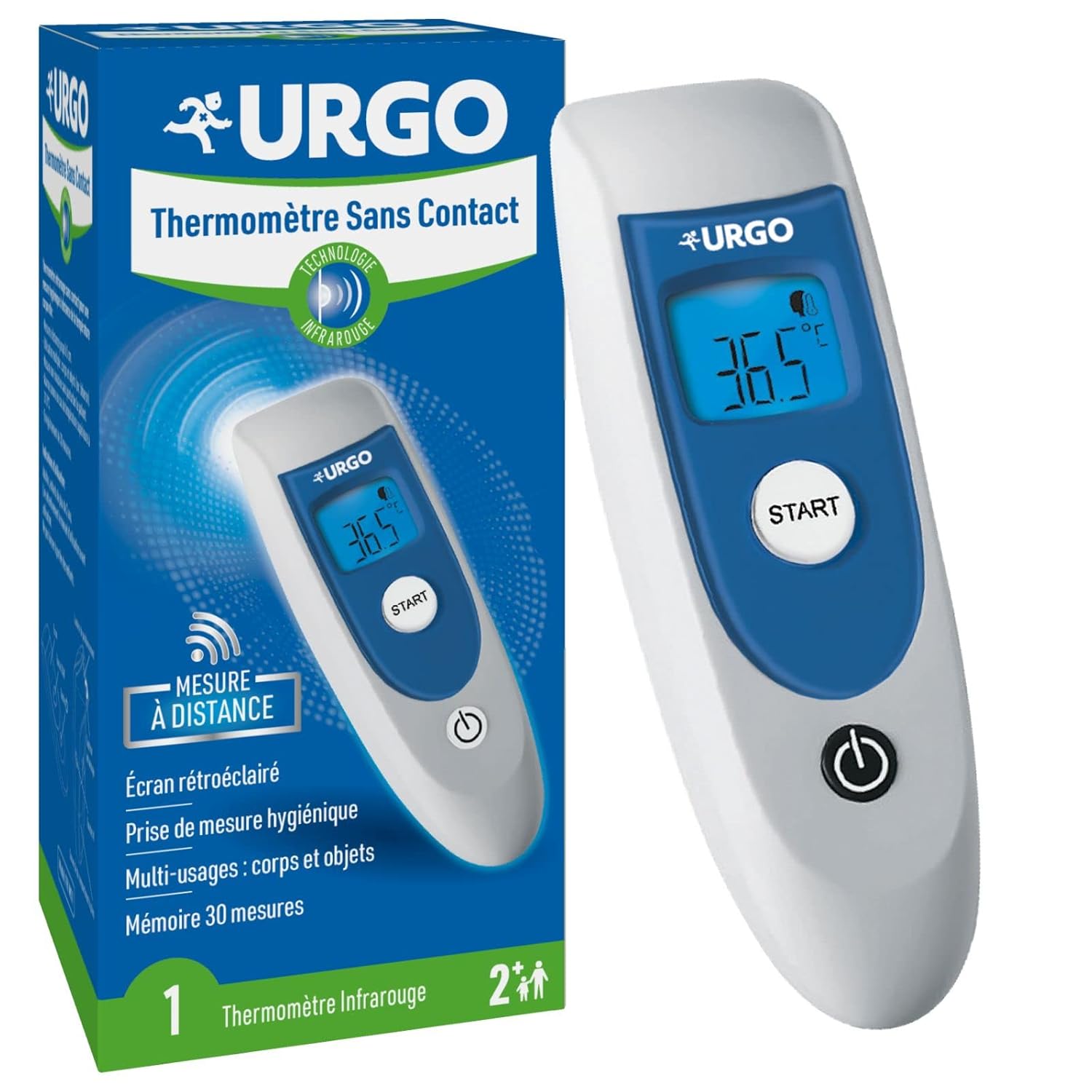 URGO — Thermomètre sans contact infrarouge multi-usages
