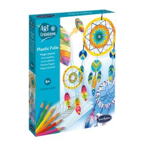 Sentosphère - Art & Créations – Colorier les dessins des feuilles Plastic Folie – Kit attrapes-rêves - Feuilles Thermorétractables – Dès 6 Ans – 20850