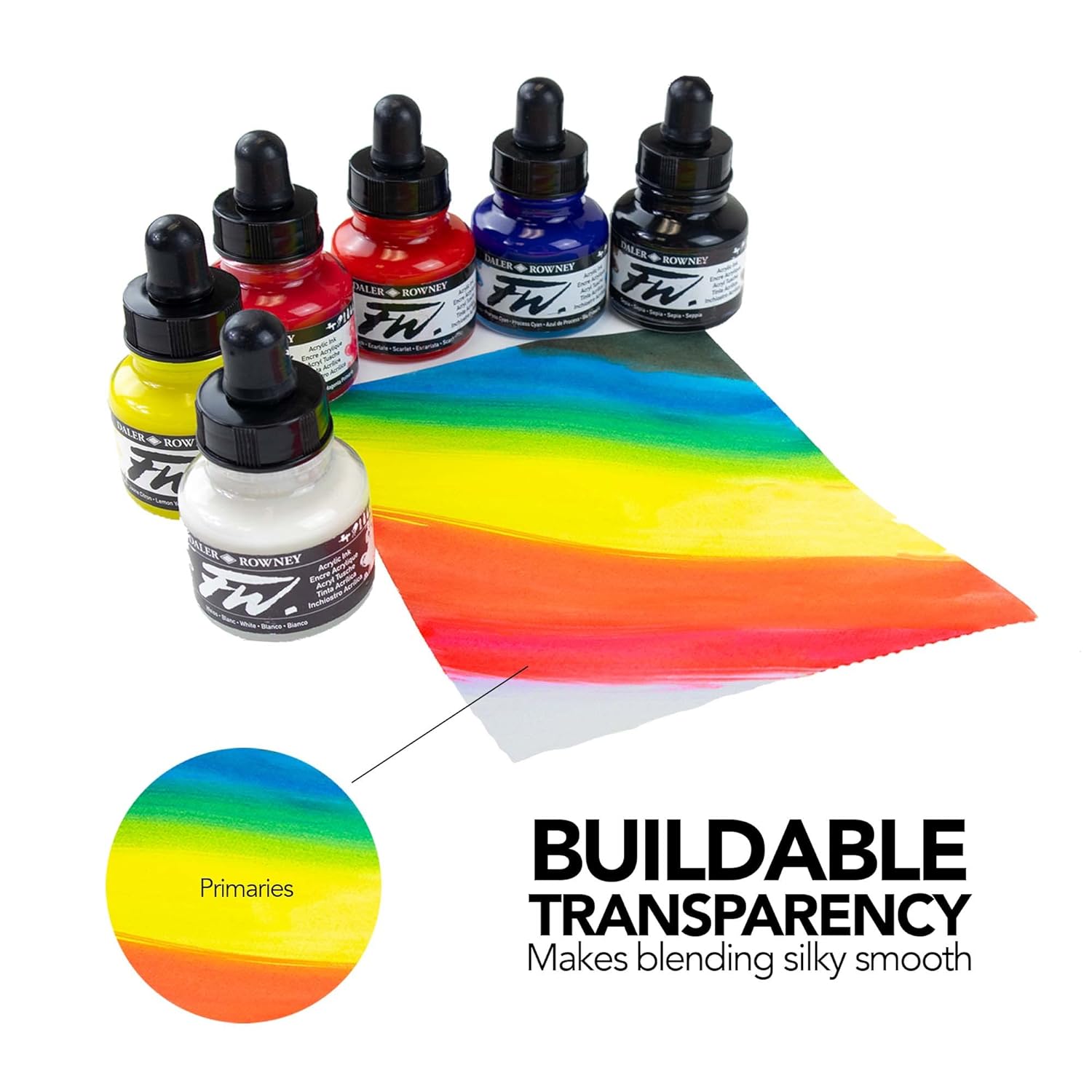 DALER ROWNEY FW — Set primaire encres acryliques 6 x 29,5 ml – Image 3
