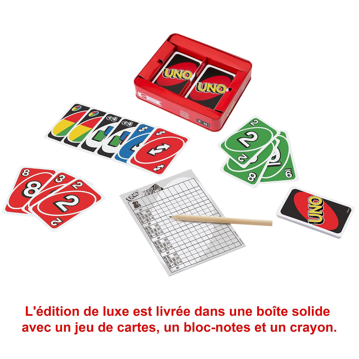 MATTEL Games UNO Deluxe — Jeu de Cartes Familial 2 à 10 joueurs – Image 2