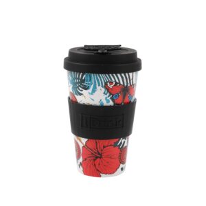 IDRINK®- Tasse à café en RPET avec ouverture et bouchon en silicone, facile à transporter Tasse à emporter de 435 ml en plastique recyclé 8,7 x 8,7 x 15 cm 435 ml (Butterfly)