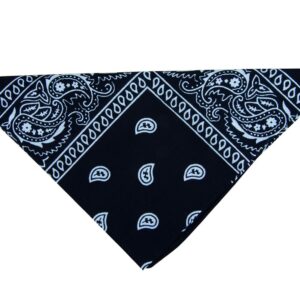 P'tit Clown - 19113 - Bandana Noir - Foulard Carré - Fichu Foulard Cheveux - Homme, Femme - Accessoire Déguisement Carnaval, Halloween, Manga, Cosplay - Polyester - Motifs Paisley - 54 x 54 cm