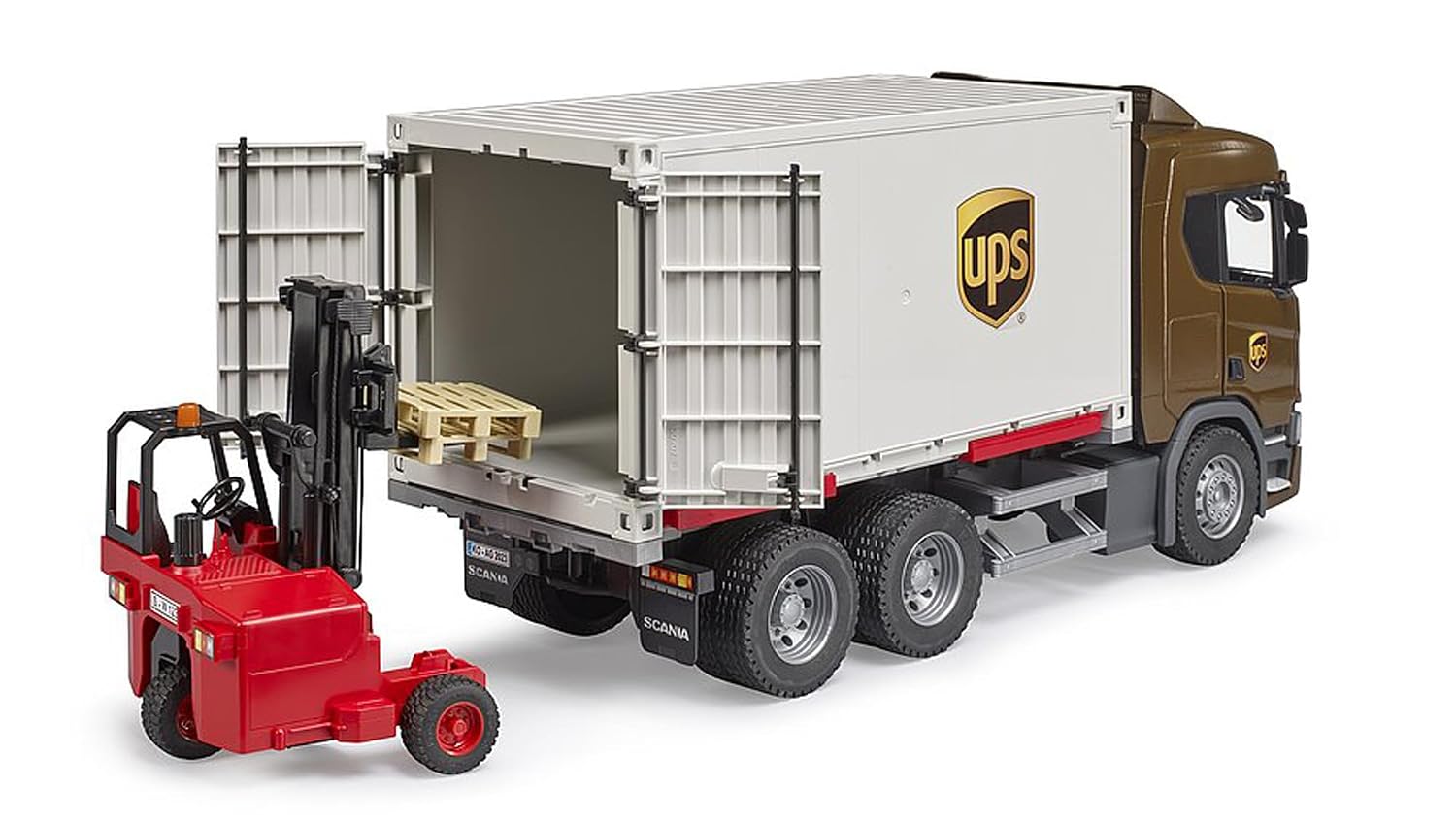 BRUDER Scania Super 560R — Camion logistique UPS avec chariot – Image 2
