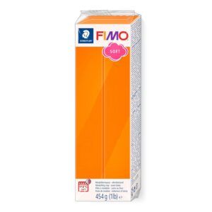 Staedtler FIMO Soft, Pâte à modeler mandarine durcissant au four, Pour débutants et artistes, Souple et facile à démouler, Pain de 454 grammes, 8021-42
