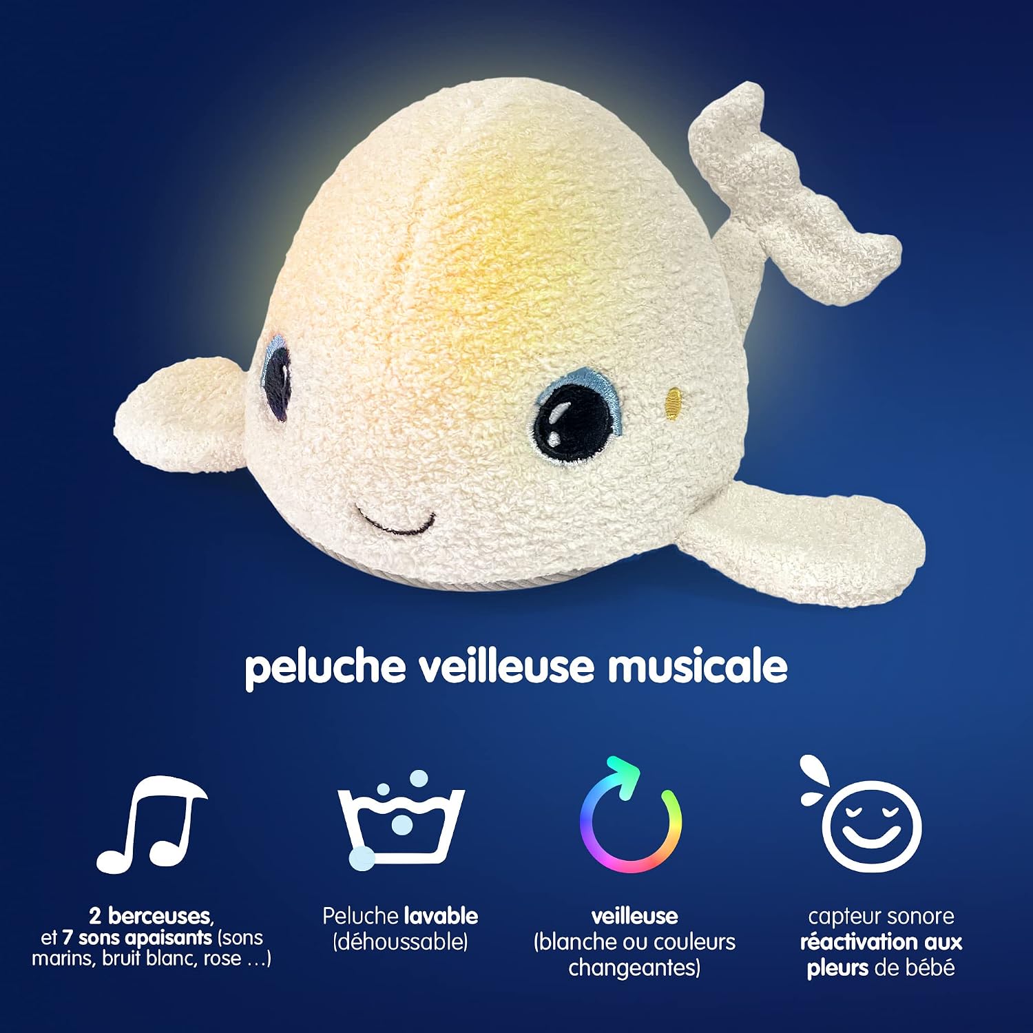 PABOBO Béluga — Peluche Veilleuse et Berceuse multicolore – Image 4