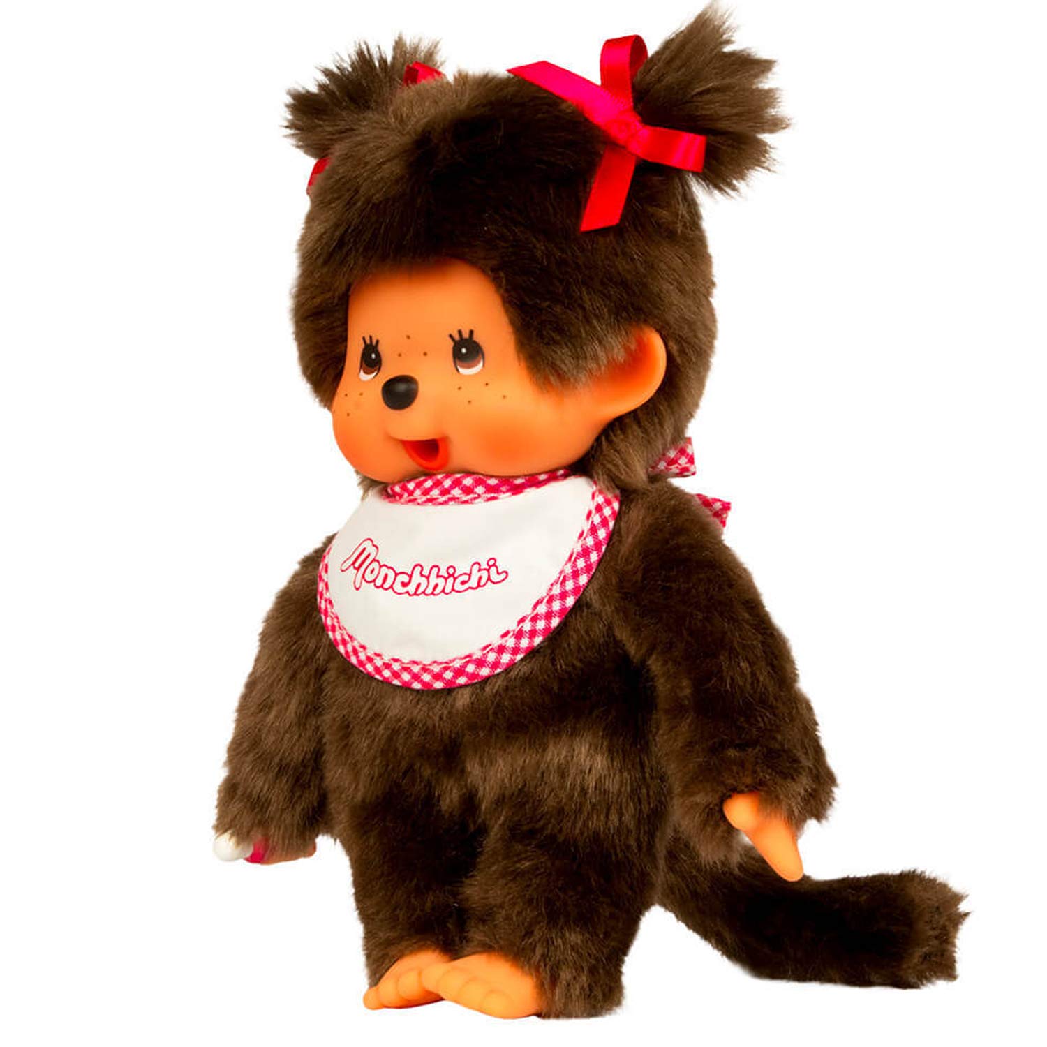BANDAI Monchhichi — Peluche Fille Bavoir Rose et Blanc 20 cm – Image 2