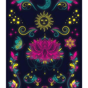 P’TIT CLOWN - 23872 - Tatouages Ephemeres UV - Tatouage Fluo Réaction à la Lumière Noire UV Néon - Application et Retrait Facile - Pour Compléter Maquillage Déguisement Carnaval, Halloween, Cosplay