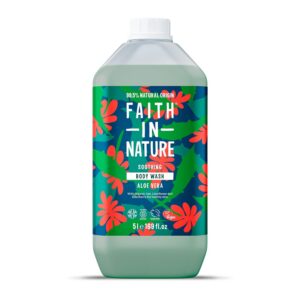 Faith in Nature Naturel Gel Douche et Bain Aloe Vera, Rajeunissant, Végan et Respectueux des Animaux, Sans Parabènes et Sans SLS, Recharge 5L
