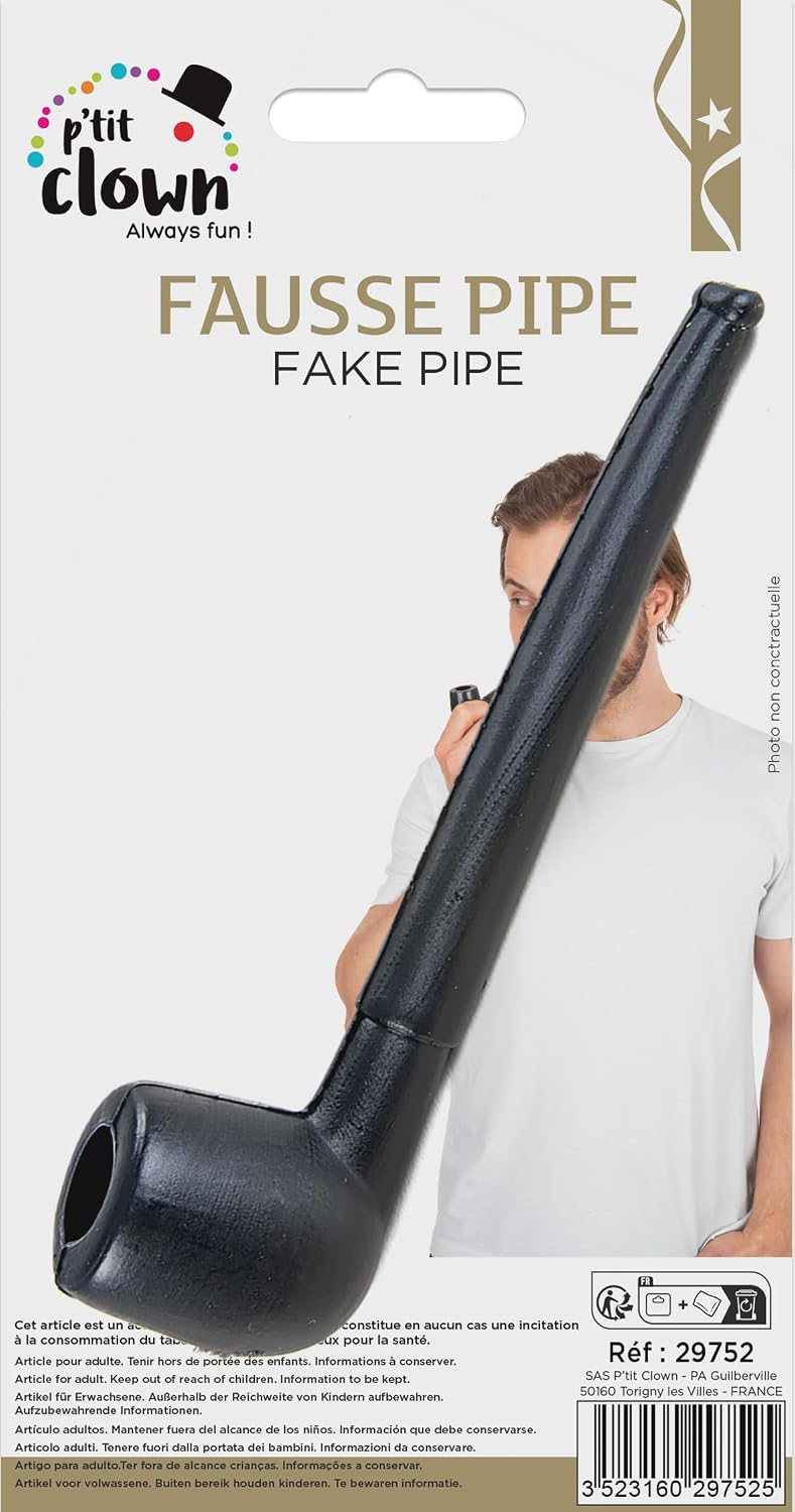 P'TIT CLOWN — Fausse Pipe en Plastique Noire 13 cm – Image 3