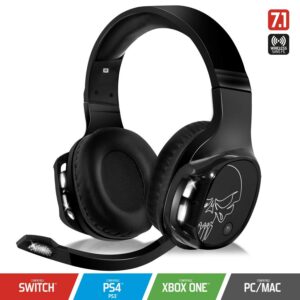 SPIRIT OF GAMER – XPERT-H1100 – Casque Audio Sans Fil 7.1 Surround Noir Pro Gamer – LED Blanches - Simili Cuir - Microphone Flexible – 12H Autonomie - PC / PS4 / XBOX ONE/SWITCH/MAC