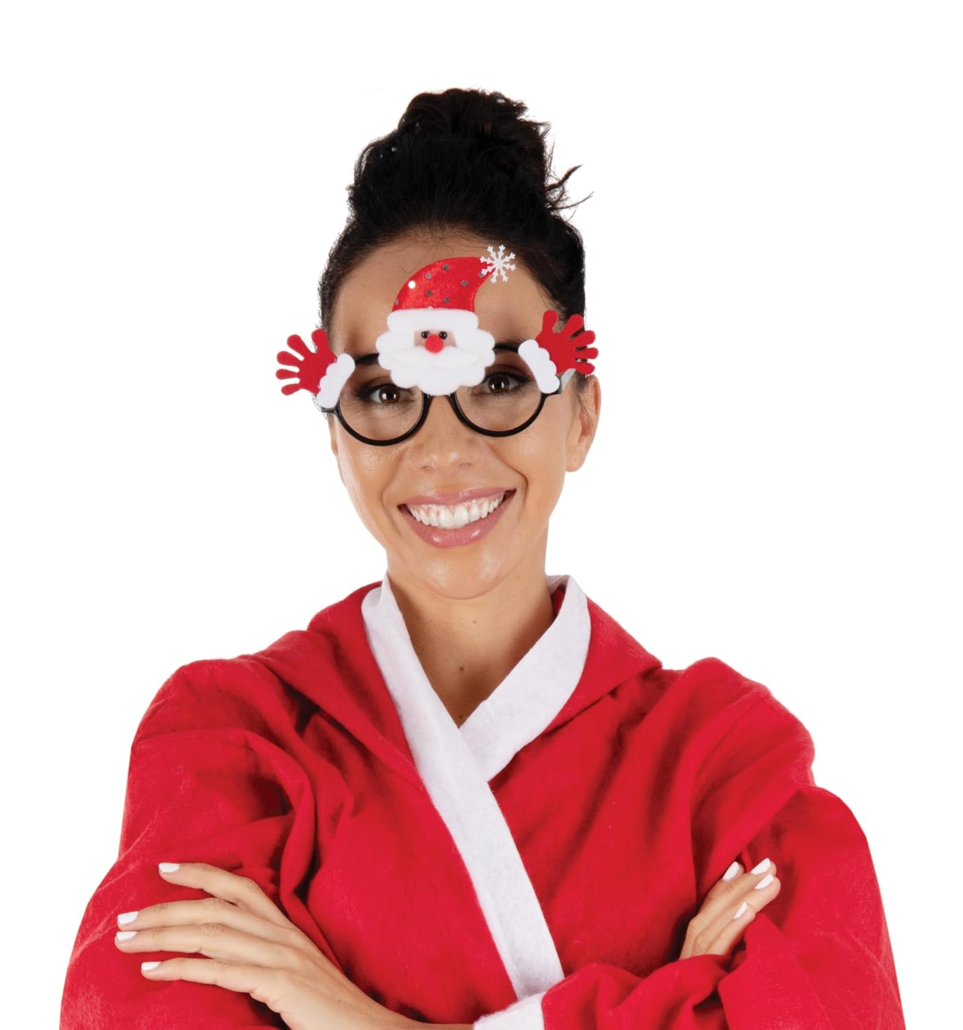 P'TIT CLOWN - Lunettes de Noël - Monture Amusante - Accessoires Photo de Noel - Pour Compléter Déguisement Santa, Fête Christmas, Xmas - Adulte, Unisexe (Lunetes Père Noël)