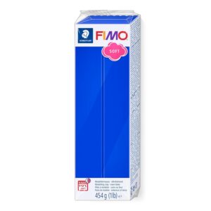 Staedtler FIMO Soft, Pâte à modeler bleu brillant durcissant au four, Pour débutants et artistes, Souple et facile à démouler, Pain de 454 grammes, 8021-33