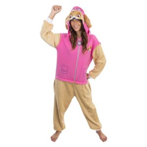Chaks - Combinaison Skye pour adultes, pyjama officiel Pat’ Patrouille avec capuche, tenue douillette pour le carnaval et le quotidien