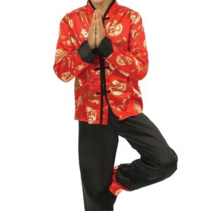 P'TIT CLOWN - Costume Nouvel An Chinois Enfant - Parfait pour Nouvel An Lunaire, Fêtes Costumées et Évènements à Thème - Polyester - Rouge (5-6 ans)