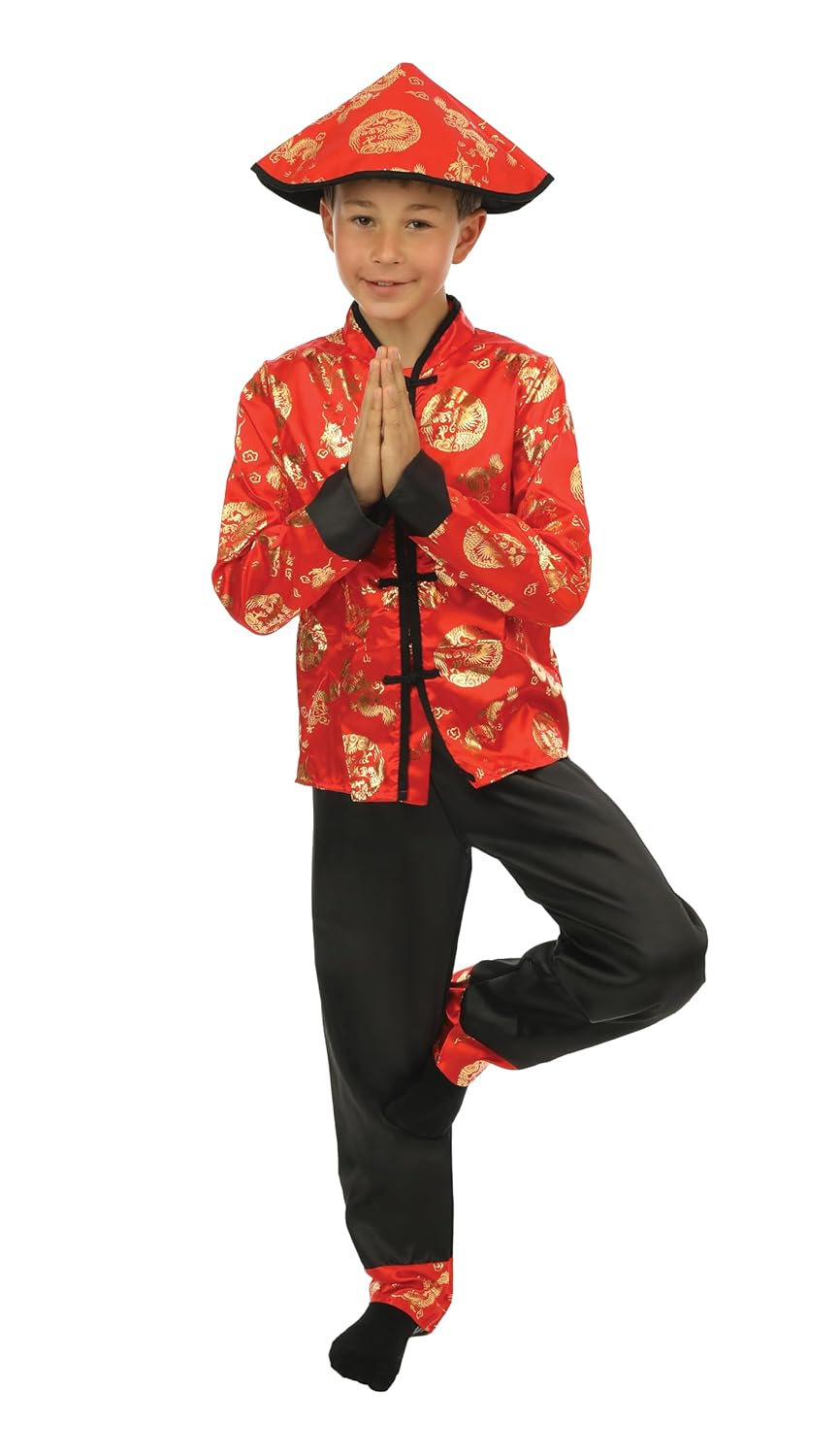 P'TIT CLOWN - Costume Nouvel An Chinois Enfant - Parfait pour Nouvel An Lunaire, Fêtes Costumées et Évènements à Thème - Polyester - Rouge (5-6 ans)