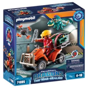 Playmobil 71085 Dragons: Les Neufs Royaume - Quad & Phil - Dragons Nine Realms - avec Le Personnage Phil Baker, Un Dragon, Un Quad Ainsi Que des Accessoires - Dès 4 Ans
