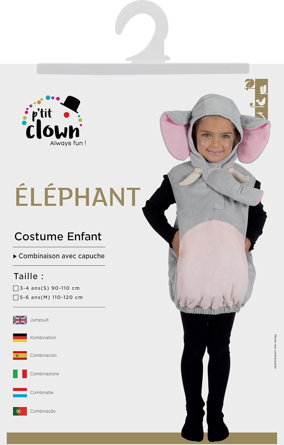 P'TIT CLOWN — Déguisement Animal Enfant Éléphant 5-6 ans – Image 3