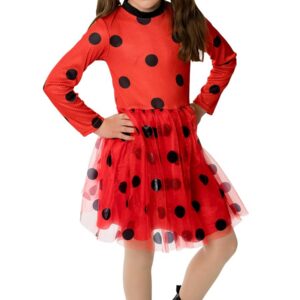 RUBIE'S Miraculous Officiel - Déguisement Robe Tutu Ladybug pour Enfant sans Masque - Taille Unique 5-8 ans. Idée Cadeau pour Carnaval, ou Anniversaire LadyBug Miraculous