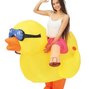 P'TIT CLOWN - 24496 - Costume gonflable canard - adulte - taille unique - Carnaval, Halloween, Fêtes Costumées - Facile à Enfiler - Gonflage Rapide - Piles Non Incluses (4xAA)