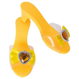 P’TIT Clown - 24568 - Chaussures de Princesse Enfant - Mules à Talons Filles 5 cm - Accessoire Tenue Robe de Princesse - Déguisement Carnaval, Anniversaire, Noël, Nouvel an - Taille Unique - Jaune