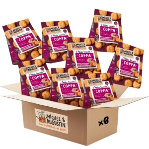 Michel & Augustin - Biscuits Apéritifs à la Coppa Corse et au Poivre Noir - Petits Biscuits Salés à la Charcuterie - 8 x 90g