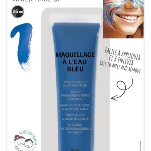 P'TIT CLOWN - Fard à l'Eau avec Pinceau - Maquillage Déguisement - Make-up - Adulte - Peinture Visage - Lavable - Non Toxique - Halloween, Carnaval, Anniversaire, Cosplay, Kermesse (Bleu)