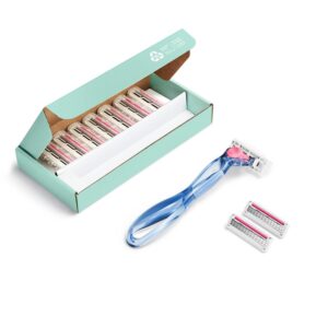 BIC Razors Click 3 Soleil Sensitive Rasoir Rechargeable Femme, Manche 30 % Plastique Recyclé, 10 Recharges, Bande Lubrifiante, Bleu - Pack de 11