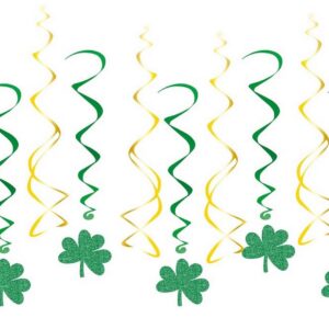 P'TIT CLOWN - 23236 - Spirale Métallisée à suspendre Trêfles - Lot de 12 - Idéal pour une Décoration Saint Patrick - Plastique - Facile à installer