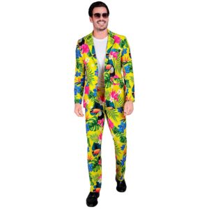 W WIDMANN MILANO Party Fashion - Costume Party Fashion Costume, Motif Tropical, Veste et Pantalon, néon, hawaïen, Oiseau de Paradis, Showmen