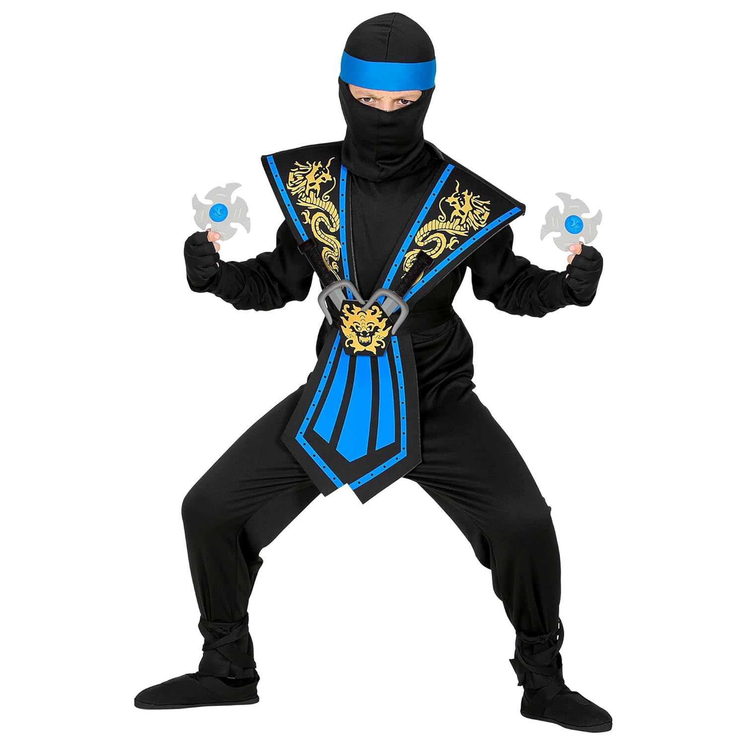 W WIDMANN MILANO Party Fashion - Costume enfant Ninja avec set d'armes, combattant japonais, guerrier