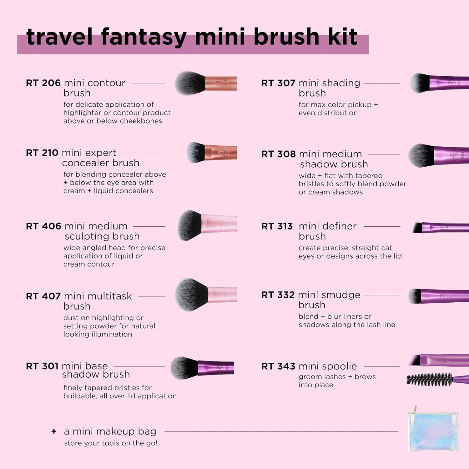 REAL TECHNIQUES Travel Fantasy — Kit de 11 mini-pinceaux maquillage – Image 2