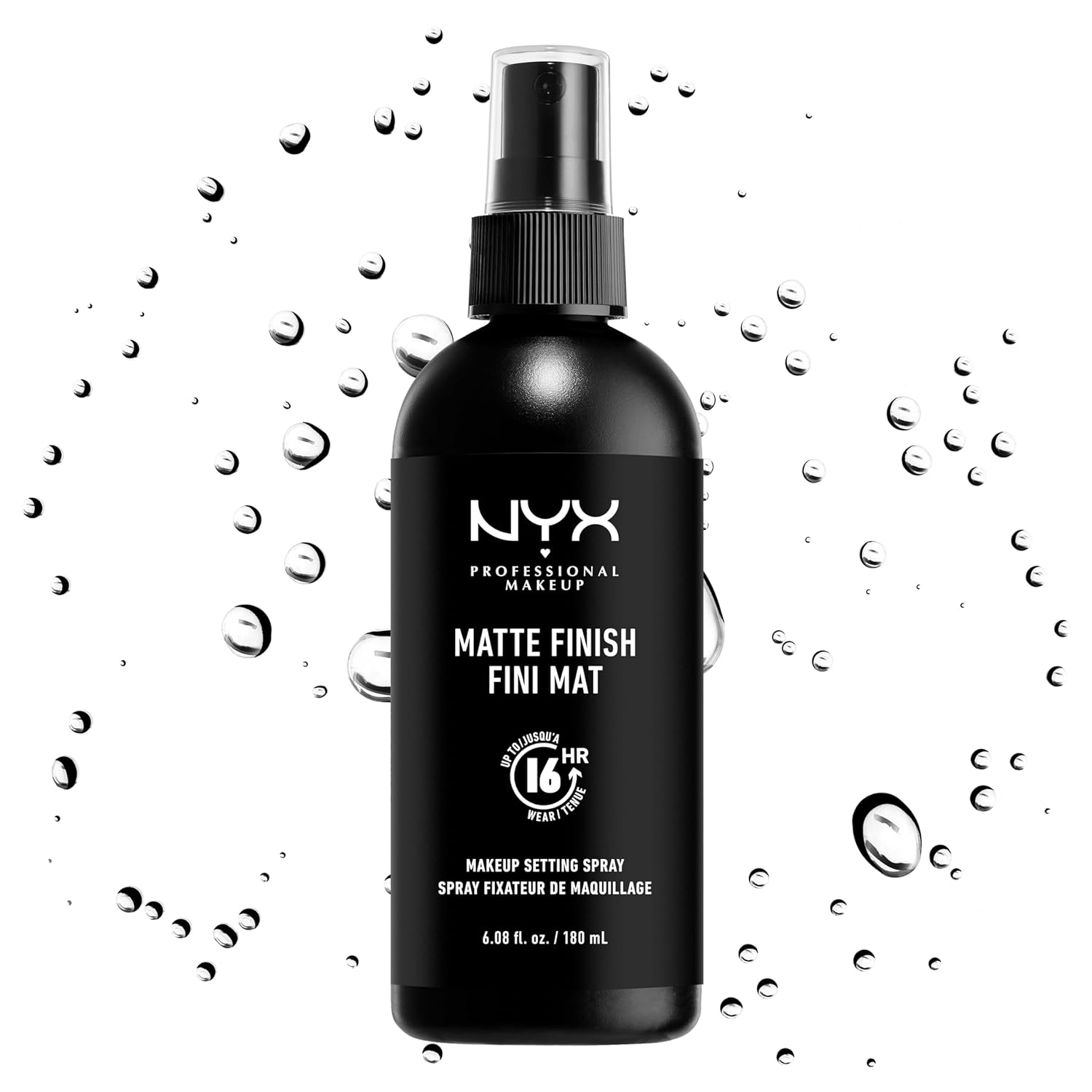NYX Professional Makeup Spray Fixateur Setting Spray Dewy Finish, Spray de Finition, Tenue Longue Durée, Fini Satiné, Formule Vegan, Format Maxi 180ml, Modèle : Matte