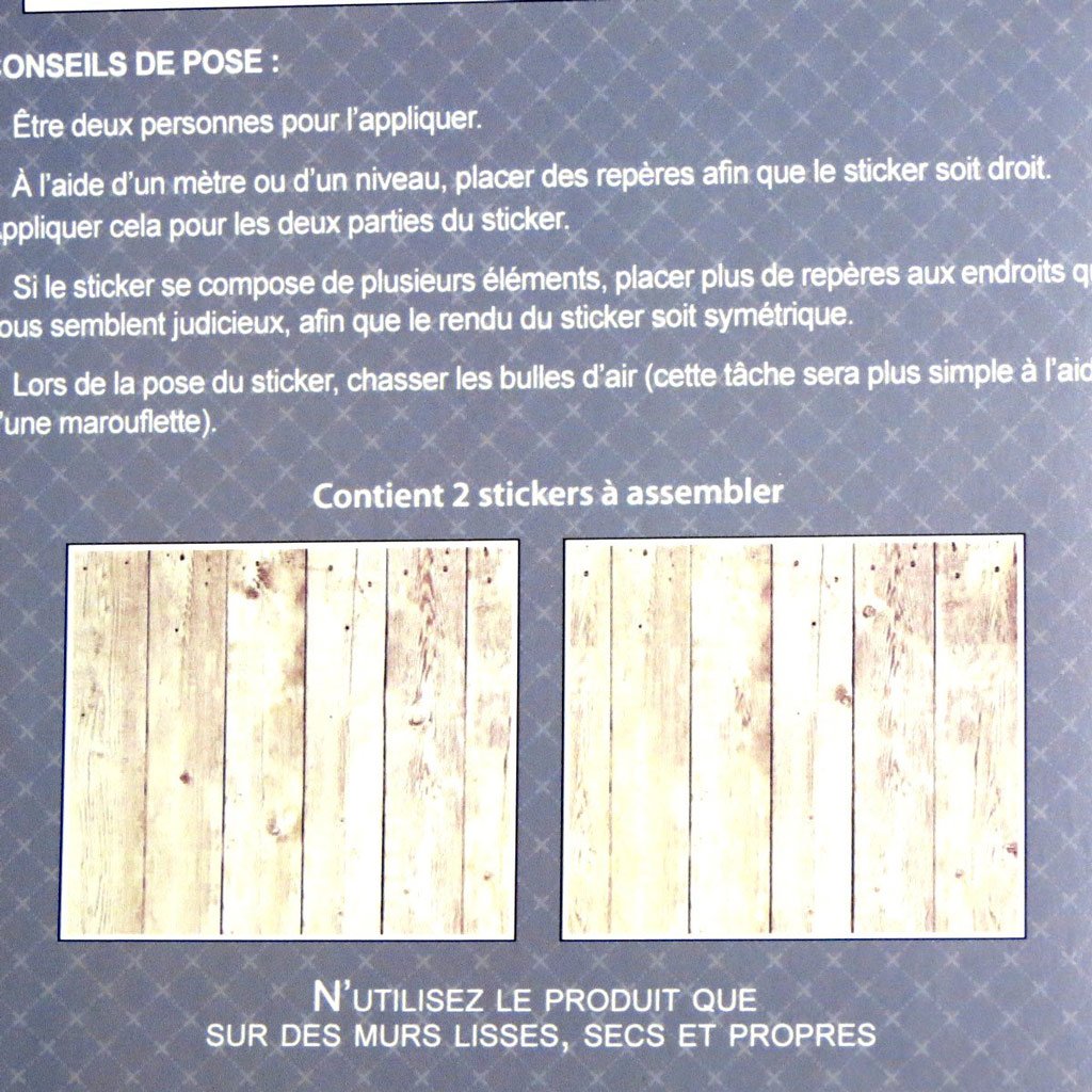 RÉTRO — Sticker mural tête de lit effet bois – Image 3
