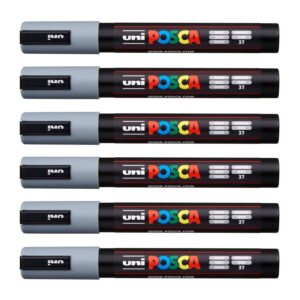 POSCA Uni-Ball PC-5M Lot de 12 pièces Gris